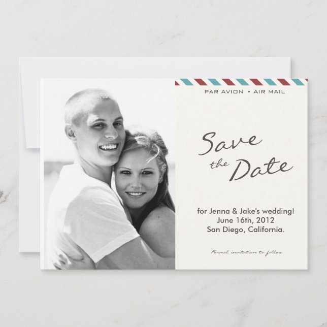Air Mail Photo Save the Date Announcement (004) (Front)