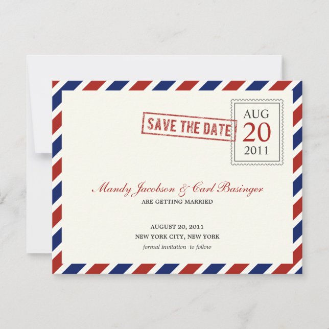 Air Mail Save The Date Announcement (Front)