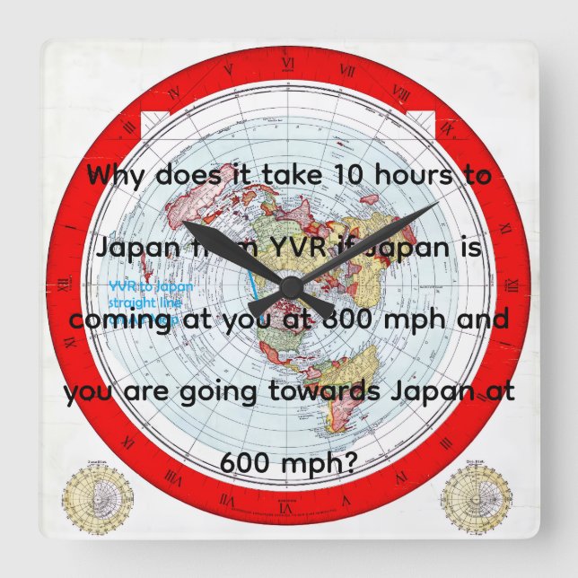 Air Map Square Wall Clock (Front)