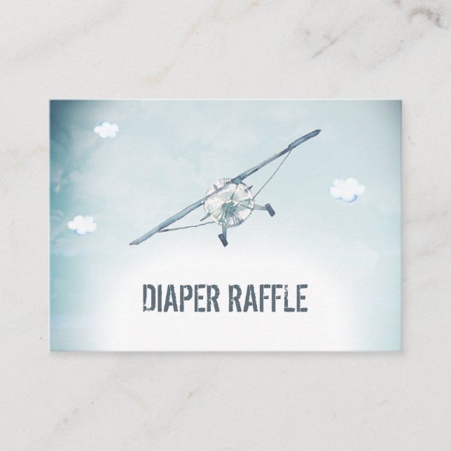 *~* Air Plane Sky Clouds Diaper Raffle Enclosure Card (Front)