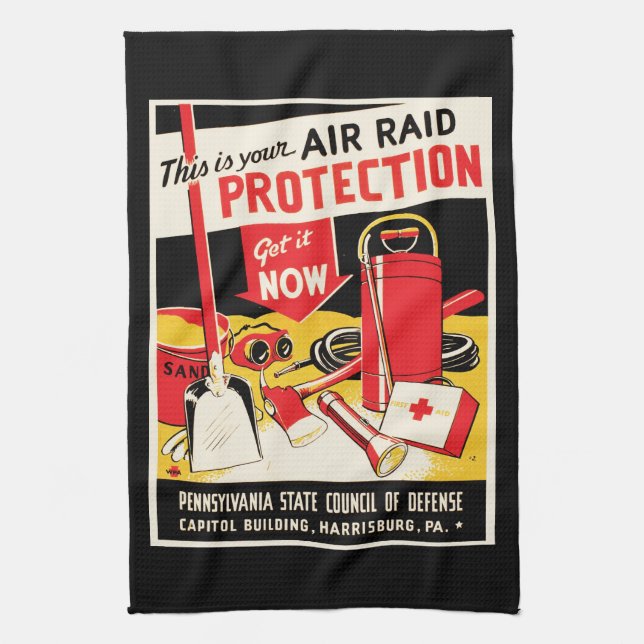 Air Raid Protection Kitchen Towel (Vertical)