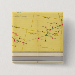 Air Route from Los Angeles to Columbus 2 Inch Square Button