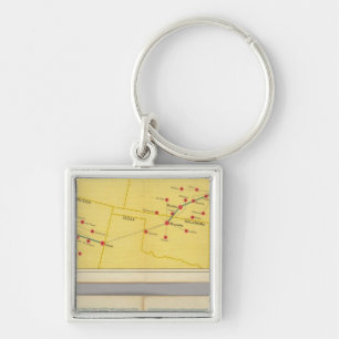 Air Route from Los Angeles to Columbus Keychain