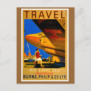 Air, Sea and Land Travel Vertical Postcard