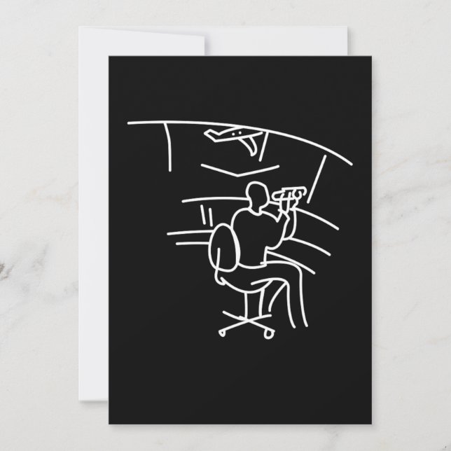 Air Traffic Controller Career Work Line Art Aviati Invitation (Front)