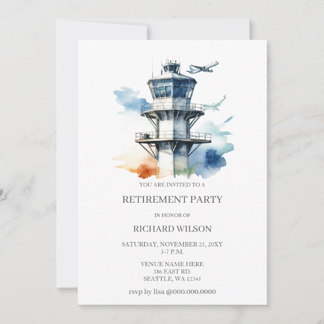 Air Traffic Controller Retirement Party  Invitation (Front)