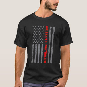 Air Traffic Controller Vintage US Flag For Men Dad T-Shirt