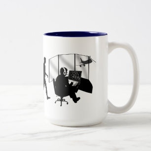 Air traffic controllers airport work tower control Two-Tone coffee mug