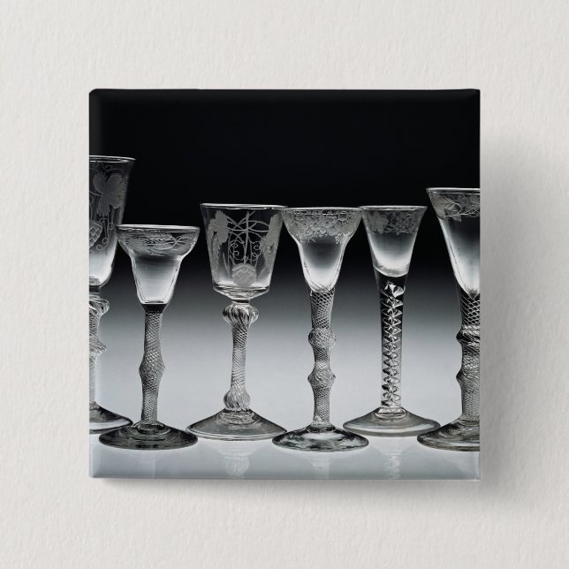 Air-twist glasses, 1750-60 2 inch square button (Front)