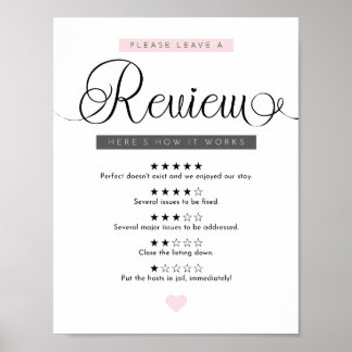 Airbnb Host Essentials - Leave a Review Sign