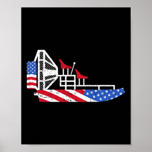 Airboat 4th Of July Usa Flag Swamp Boat Fanboat Pa Poster