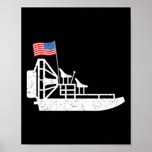 Airboat 4th Of July Usa Flag Swamp Boat Fanboat Pa Poster