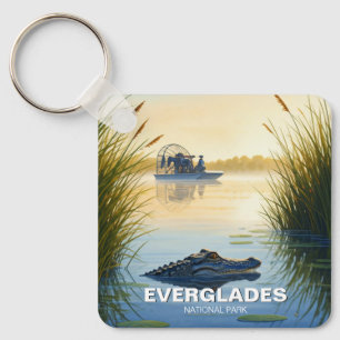 Airboat and Alligator Everglades National Park Keychain