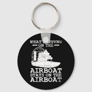 Airboat Boat Captain Boating Vintage Keychain