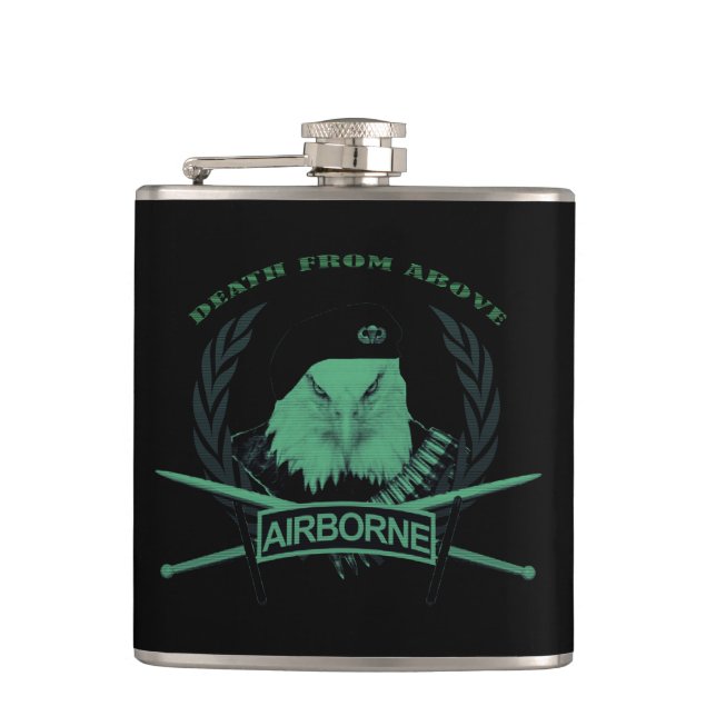 Airborne army military symbol style hip flask (Front)
