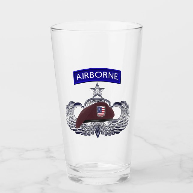 Airborne Beret & Senior Jump Wings Glass (Front)