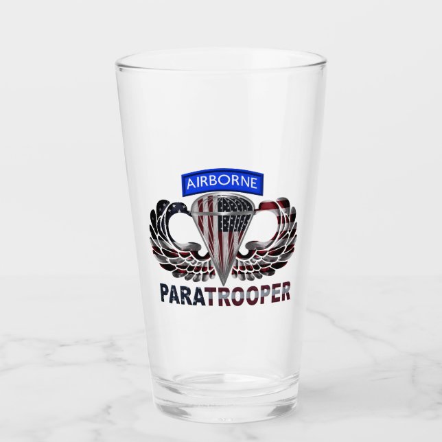 Airborne Jump Wings with American Flag Glass (Front)