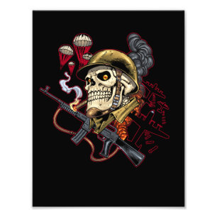 Airborne or Marine Paratrooper Skull with Helmet Photo Print