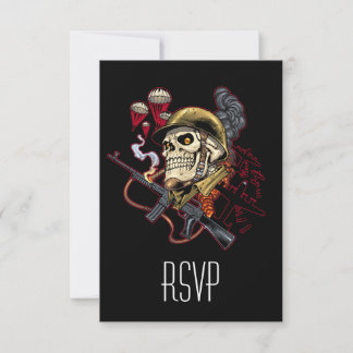Airborne or Marine Paratrooper Skull with Helmet RSVP Card