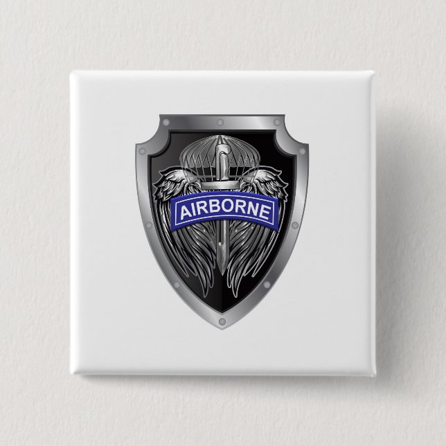 Airborne Paratrooper 2 Inch Square Button (Front)
