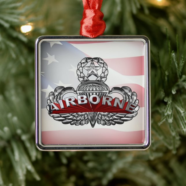 Airborne Paratrooper  Metal Ornament (Tree)