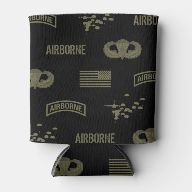 Airborne Pattern (Green) Can Cooler (Front)