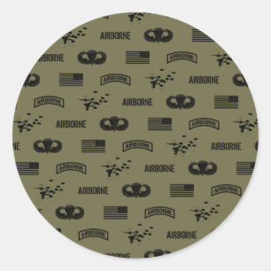 Airborne Pattern (Green) Classic Round Sticker