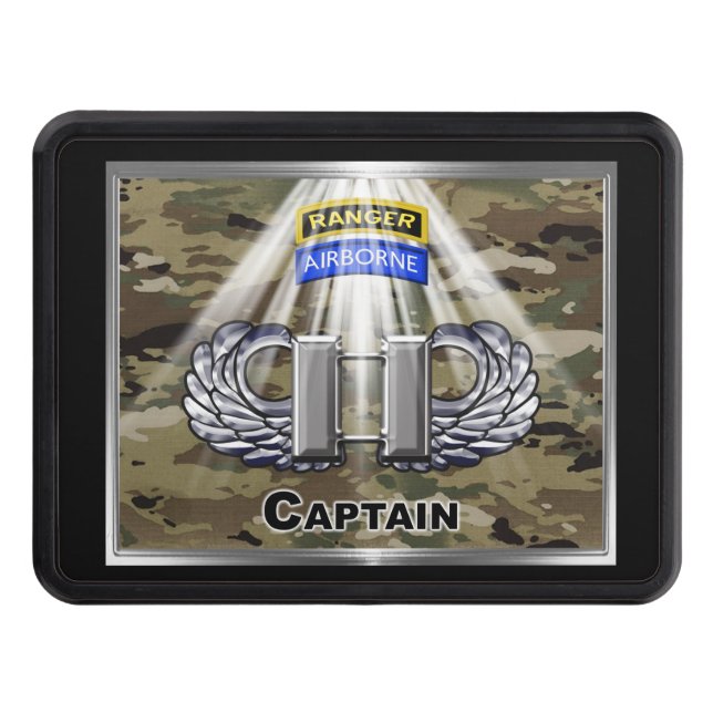 Airborne Ranger Captain Company Commander Trailer Hitch Cover (Front)