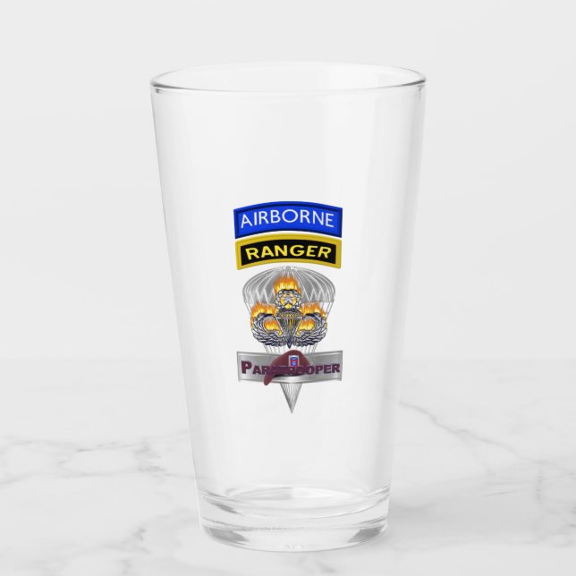Airborne Ranger Jumpmaster Jump Wings Glass (Front)