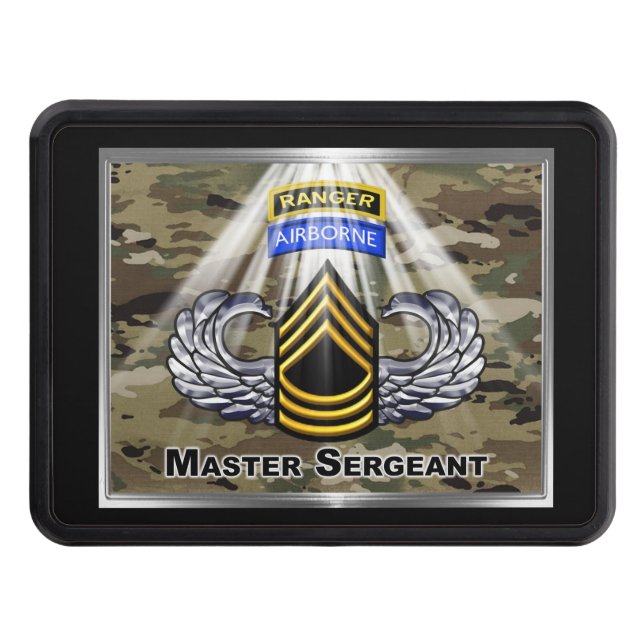 Airborne Ranger Master Sergeant Trailer Hitch Cover (Front)