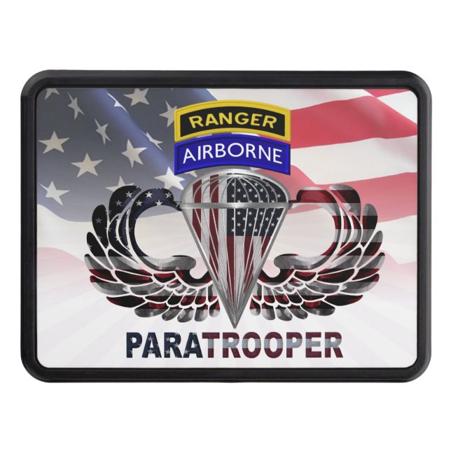 Airborne Ranger Paratrooper Trailer Hitch Cover (Front)