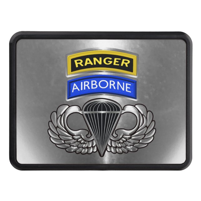 Airborne Ranger Paratrooper Wings Trailer Hitch Cover (Front)