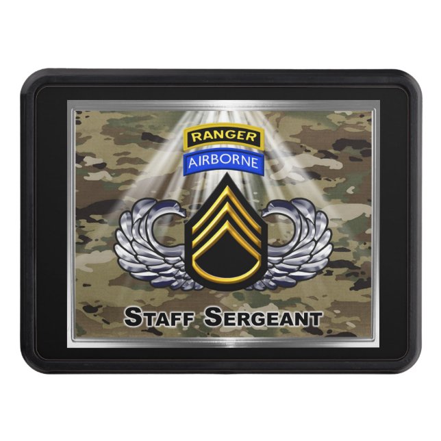 Airborne Ranger Staff Sergeant Trailer Hitch Cover (Front)