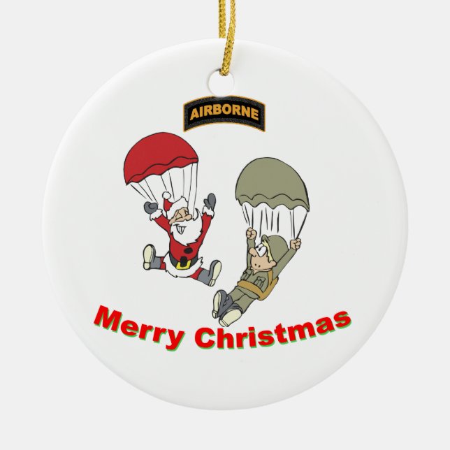 Airborne Santa II Ceramic Ornament (Front)