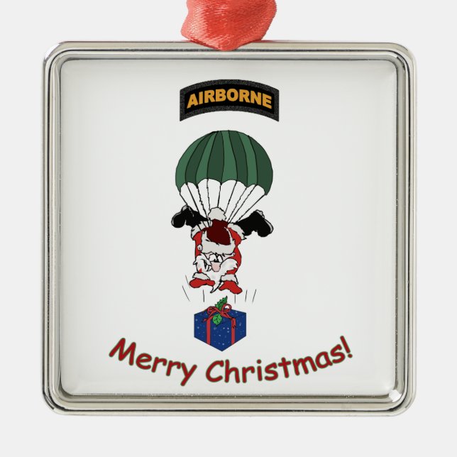 Airborne Santa Metal Ornament (Front)