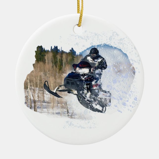 Airborne Snowmobile Ceramic Ornament (Front)