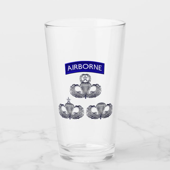 Airborne Tab & Paratrooper Jump Wings Glass (Front)