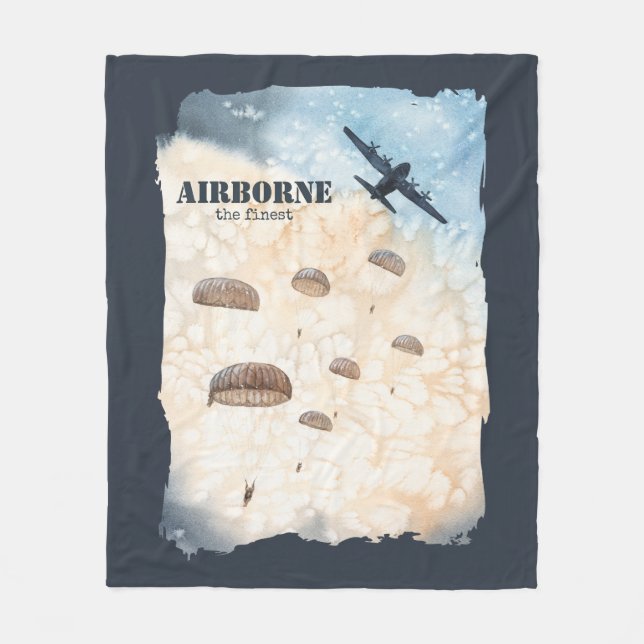 Airborne The Finest Paratroopers Jump Customizable Fleece Blanket (Front)