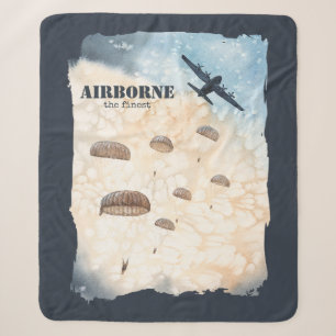 Airborne The Finest Paratroopers Jump Customizable Sherpa Blanket