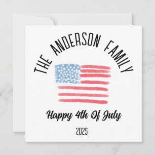 Airbrush American Flag Personalized Family Name Holiday Card