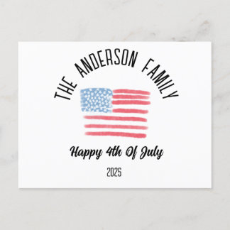 Airbrush American Flag Personalized Family Name Holiday Postcard