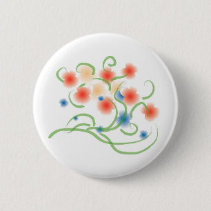 Airbrush and Painting Style Blooms 2 Inch Round Button