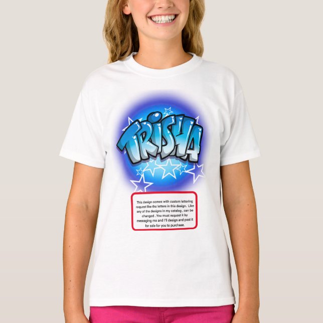 Airbrush nom personnalisé étoiles T-Shirt (Devant)