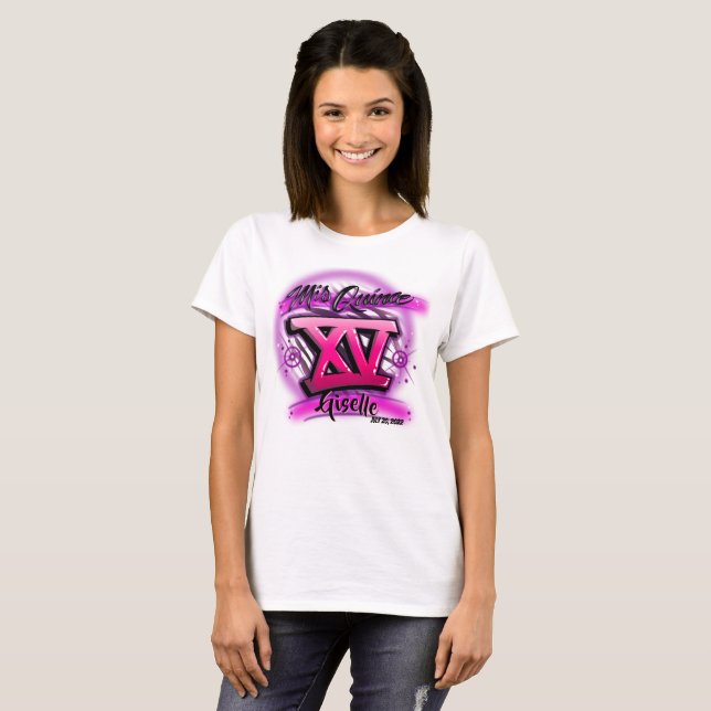 Airbrush personalized mis Quince  T-Shirt (Front Full)