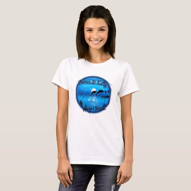 Airbrush personnalisées dauphins scène T-Shirt (Devant entier)
