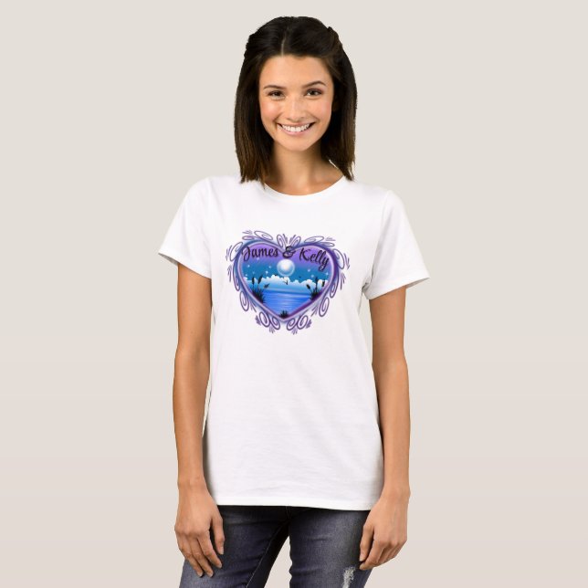 Airbrush scène de plage personnalisée T-Shirt (Devant entier)