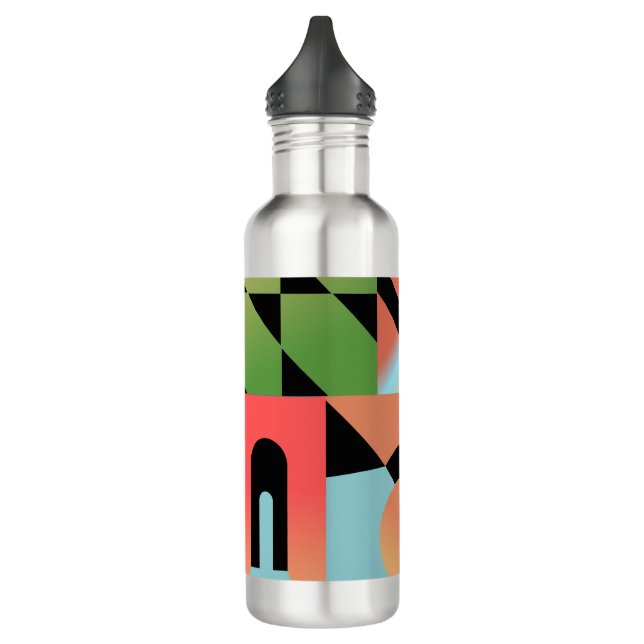 Airbrush Style Abstract Geometric Shapes Colourful 710 Ml Water Bottle (Left)