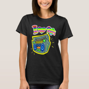 Airbrushed 90's Boom Box Hip Hop Rainbow Vintage R T-Shirt