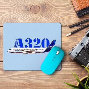 Airbus A320 Aircraft Watercolor drawing Profile Mouse Pad