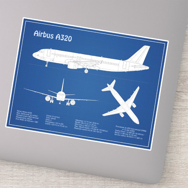 Airbus A320 - Airplane Blueprint Drawing Plans ABD (Airbus A320 - Airplane Blueprint Drawing Plans ABD. Sticker)